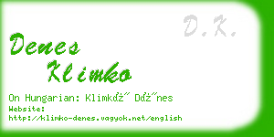 denes klimko business card